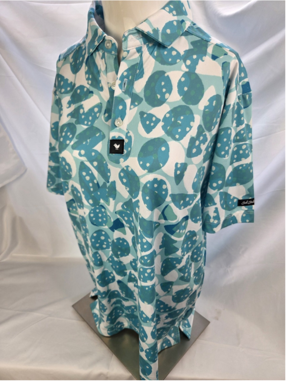 Bad Birdie New Women's Golf Polo Shirt "Bam Bam" Blue Print Small NWT #1201 - Picture 5 of 6
